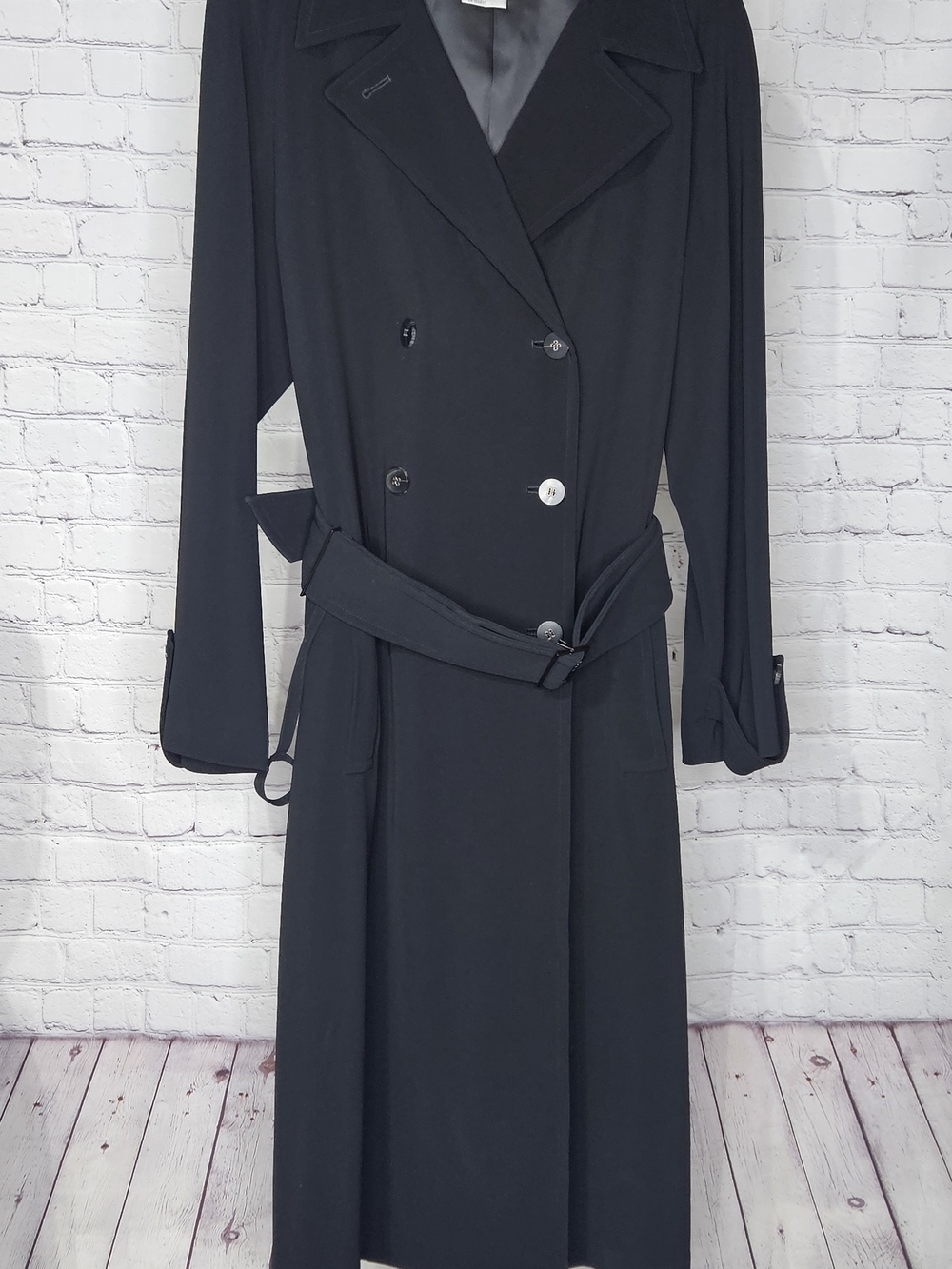 Classic Black WORTH Trench Dress —  Double-Breasted Design ELEGANT RICH LUXURY